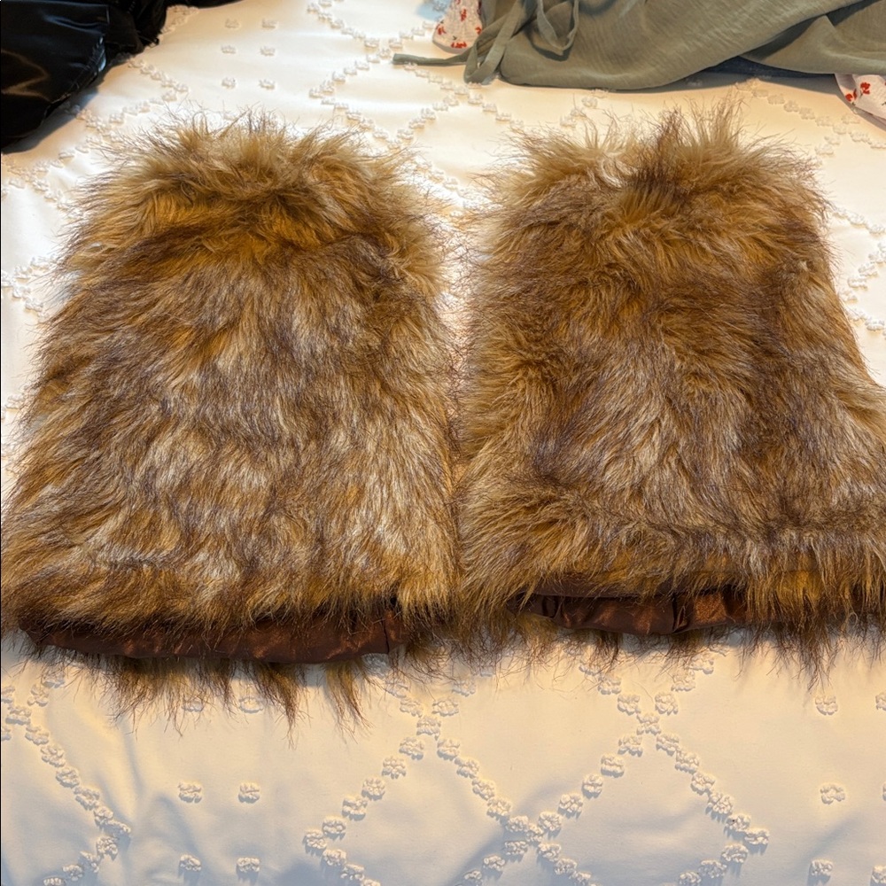 Faux Fur Brown Leg Warmers